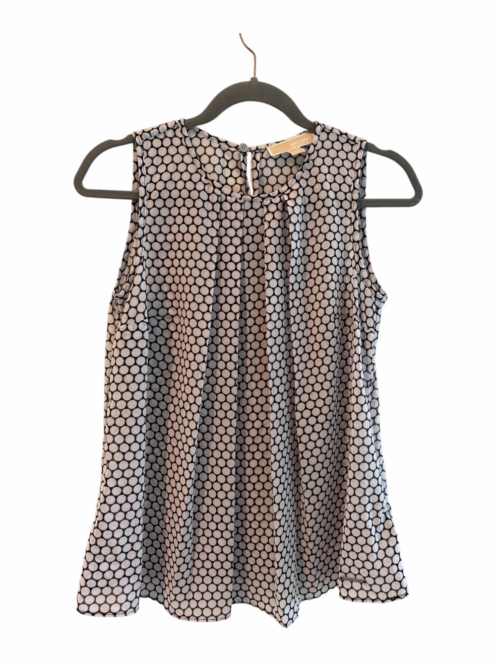 Michael Kors Black and White Sleeveless Geometric Print Blouse - Picture 2 of 7